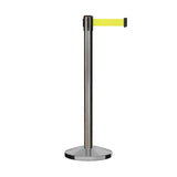 Retractable Belt Barrier Stanchion, Satin Stainless Steel Post, 11 Ft. Belt - CCW Series RBB - 100 - Crowd Control Warehouse