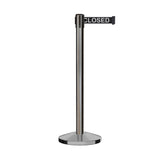Retractable Belt Barrier Stanchion, Satin Stainless Steel Post, 11 Ft. Belt - CCW Series RBB - 100 - Crowd Control Warehouse