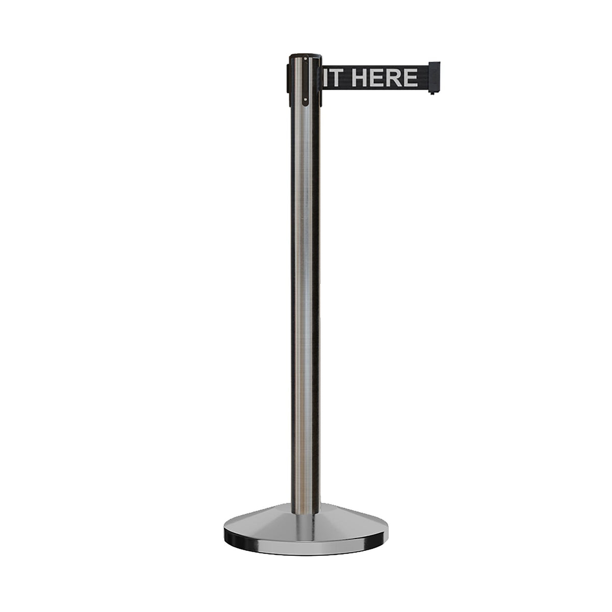 Retractable Belt Barrier Stanchion, Satin Stainless Steel Post, 11 Ft. Belt - CCW Series RBB - 100 - Crowd Control Warehouse
