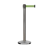 Retractable Belt Barrier Stanchion, Satin Stainless Steel Post, 11 Ft. Belt - CCW Series RBB - 100 - Crowd Control Warehouse
