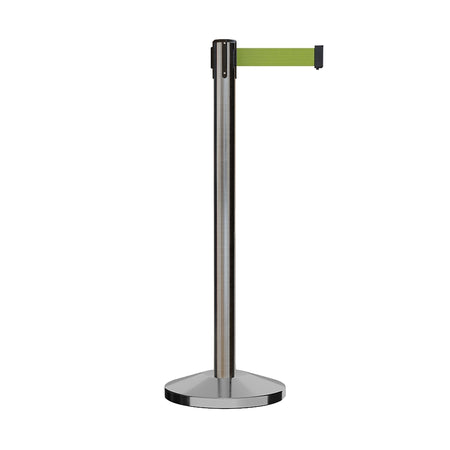 Retractable Belt Barrier Stanchion, Satin Stainless Steel Post, 11 Ft. Belt - CCW Series RBB - 100 - Crowd Control Warehouse