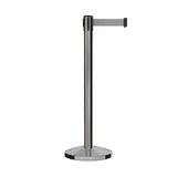 Retractable Belt Barrier Stanchion, Satin Stainless Steel Post, 11 Ft. Belt - CCW Series RBB - 100 - Crowd Control Warehouse