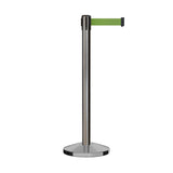 Retractable Belt Barrier Stanchion, Satin Stainless Steel Post, 7.5 Ft. Belt - Montour Line M630 - Crowd Control Warehouse