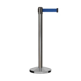 Retractable Belt Barrier Stanchion, Satin Stainless Steel Post, 7.5 Ft. Belt - Montour Line M630 - Crowd Control Warehouse