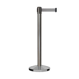 Retractable Belt Barrier Stanchion, Satin Stainless Steel Post, 9 Ft. Belt - CCW Series RBB - 100 - Crowd Control Warehouse