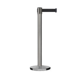 Retractable Belt Barrier Stanchion, Satin Stainless Steel Post with Heavy Duty Cast Iron Base, 14 ft Belt – Montour Line MI650 - Crowd Control Warehouse