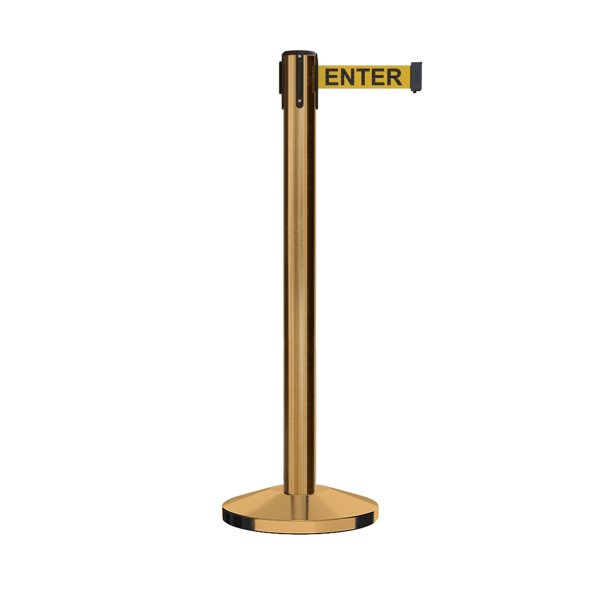 Retractable Belt Barrier Stanchion, Sloped Base, 14 ft Belt - Montour Line M650 - Crowd Control Warehouse