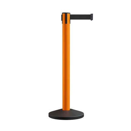 Retractable Belt Barrier Stanchion, Sloped Base, 14 ft Belt - Montour Line M650 - Crowd Control Warehouse