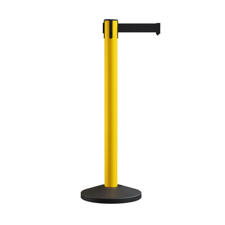 Retractable Belt Barrier Stanchion, Sloped Base, 14 ft Belt - Montour Line M650 - Crowd Control Warehouse