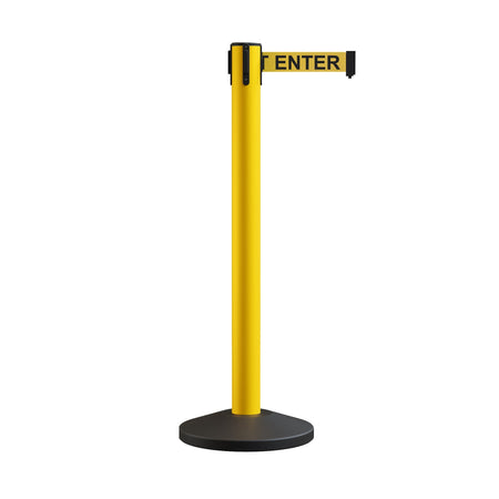 Retractable Belt Barrier Stanchion, Sloped Base, 14 ft Belt - Montour Line M650 - Crowd Control Warehouse