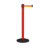 Retractable Belt Barrier Stanchion, Sloped Base, Red Post, 9 ft Belt - Montour Line MS630 - Crowd Control Warehouse