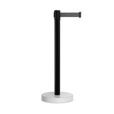 Retractable Belt Barrier Stanchion, Water Fillable Base, Black PVC Plastic Post, 11 Ft Belt - Montour Line MH630 - Crowd Control Warehouse