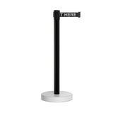 Retractable Belt Barrier Stanchion, Water Fillable Base, Black PVC Plastic Post, 11 Ft Belt - Montour Line MH630 - Crowd Control Warehouse