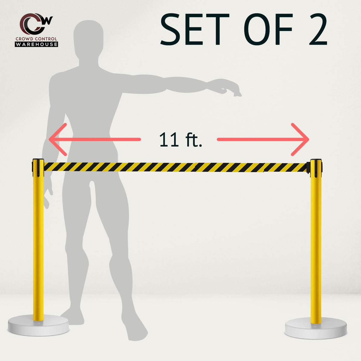 Retractable Belt Barrier Stanchion, Water Fillable Base, Red PVC Plastic Post, 11 Ft Belt - Montour Line MSH630 - Crowd Control Warehouse