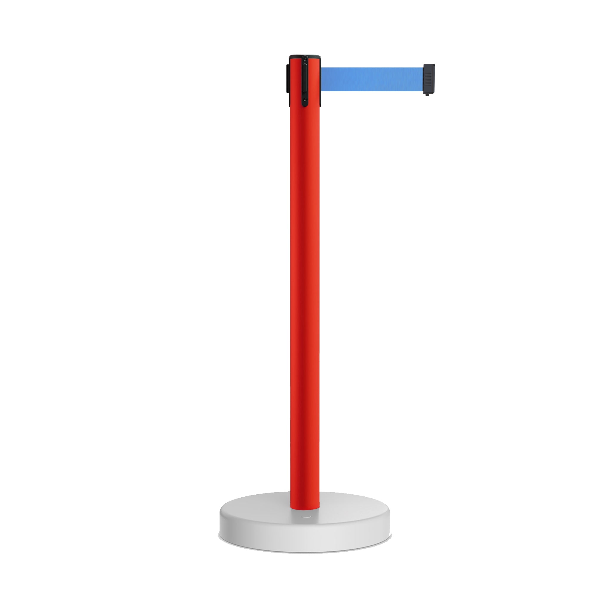 Retractable Belt Barrier Stanchion, Water Fillable Base, Red PVC Plastic Post, 11 Ft Belt - Montour Line MSH630 - Crowd Control Warehouse