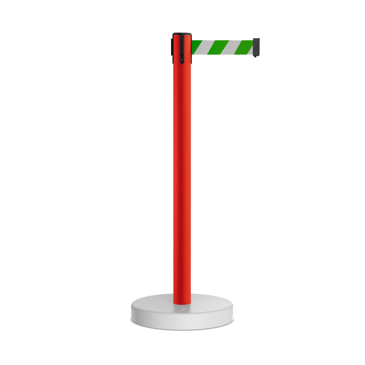 Retractable Belt Barrier Stanchion, Water Fillable Base, Red PVC Plastic Post, 13 Ft Belt - Montour Line MSH630 - Crowd Control Warehouse