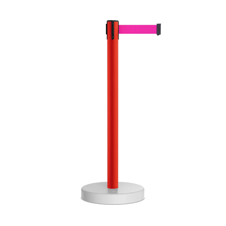 Retractable Belt Barrier Stanchion, Water Fillable Base, Red PVC Plastic Post, 13 Ft Belt - Montour Line MSH630 - Crowd Control Warehouse