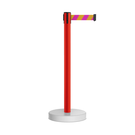 Retractable Belt Barrier Stanchion, Water Fillable Base, Red PVC Plastic Post, 13 Ft Belt - Montour Line MSH630 - Crowd Control Warehouse
