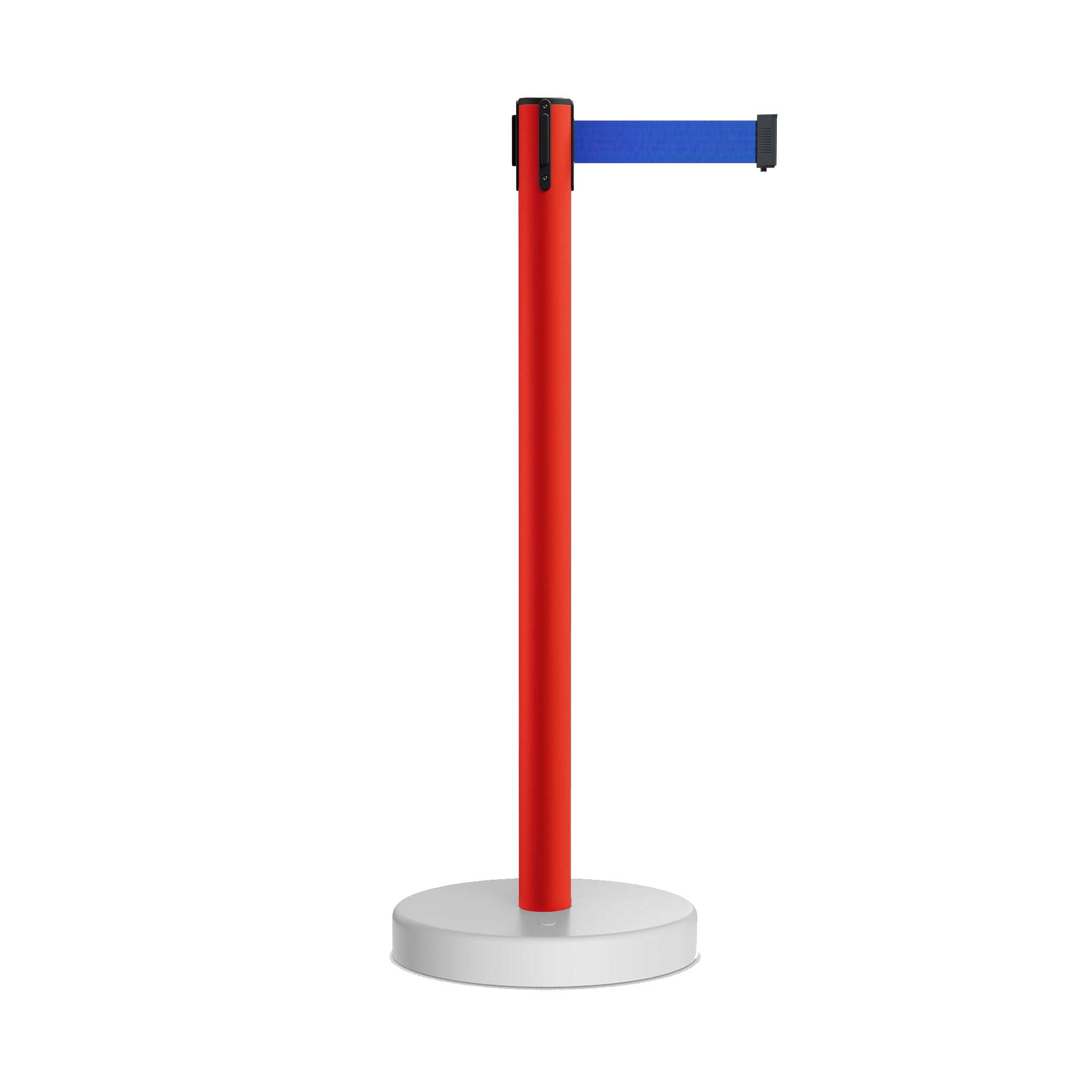 Retractable Belt Barrier Stanchion, Water Fillable Base, Red PVC Plastic Post, 13 Ft Belt - Montour Line MSH630 - Crowd Control Warehouse