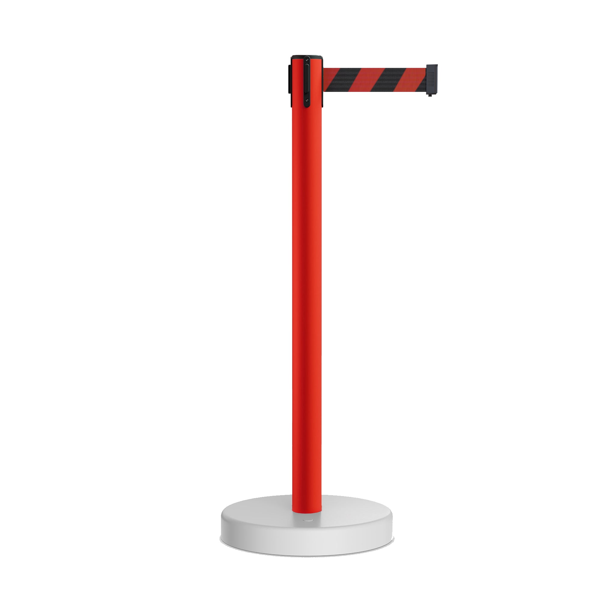 Retractable Belt Barrier Stanchion, Water Fillable Base, Red PVC Plastic Post, 13 Ft Belt - Montour Line MSH630 - Crowd Control Warehouse