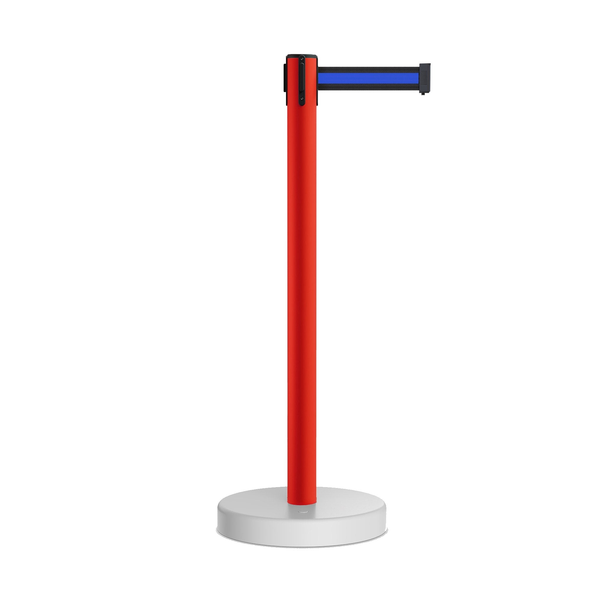 Retractable Belt Barrier Stanchion, Water Fillable Base, Red PVC Plastic Post, 9 Ft Belt - Montour Line MSH630 - Crowd Control Warehouse