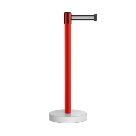 Retractable Belt Barrier Stanchion, Water Fillable Base, Red PVC Plastic Post, 9 Ft Belt - Montour Line MSH630 - Crowd Control Warehouse