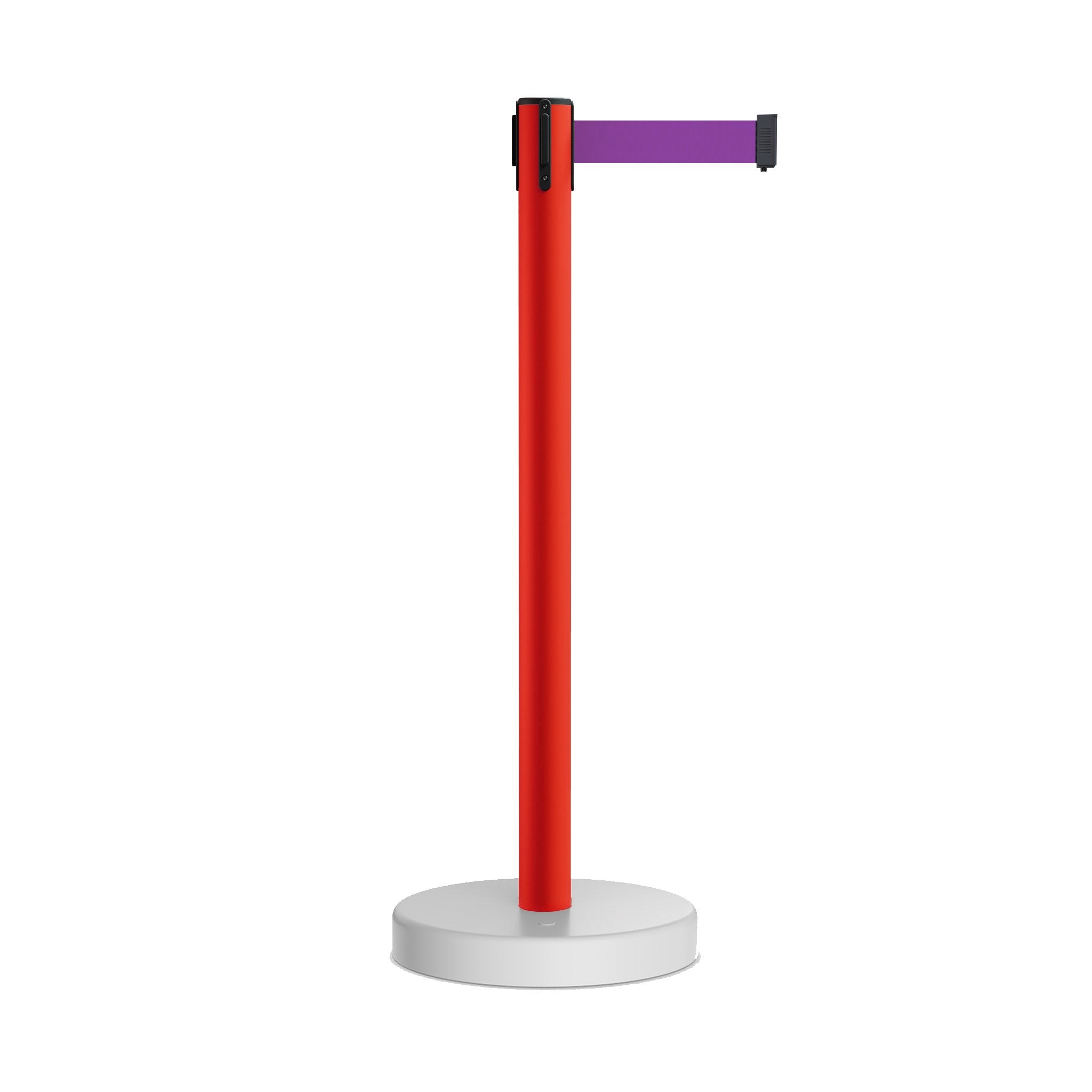 Retractable Belt Barrier Stanchion, Water Fillable Base, Red PVC Plastic Post, 9 Ft Belt - Montour Line MSH630 - Crowd Control Warehouse