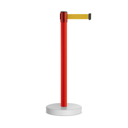Retractable Belt Barrier Stanchion, Water Fillable Base, Red PVC Plastic Post, 9 Ft Belt - Montour Line MSH630 - Crowd Control Warehouse