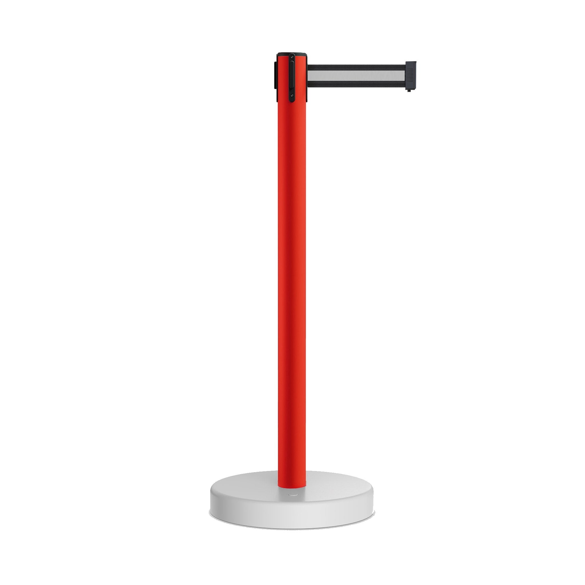 Retractable Belt Barrier Stanchion, Water Fillable Base, Red PVC Plastic Post, 9 Ft Belt - Montour Line MSH630 - Crowd Control Warehouse