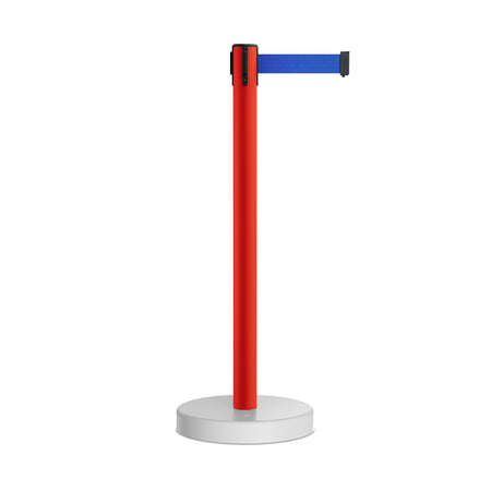 Retractable Belt Barrier Stanchion, Water Fillable Base, Red PVC Plastic Post, 9 Ft Belt - Montour Line MSH630 - Crowd Control Warehouse