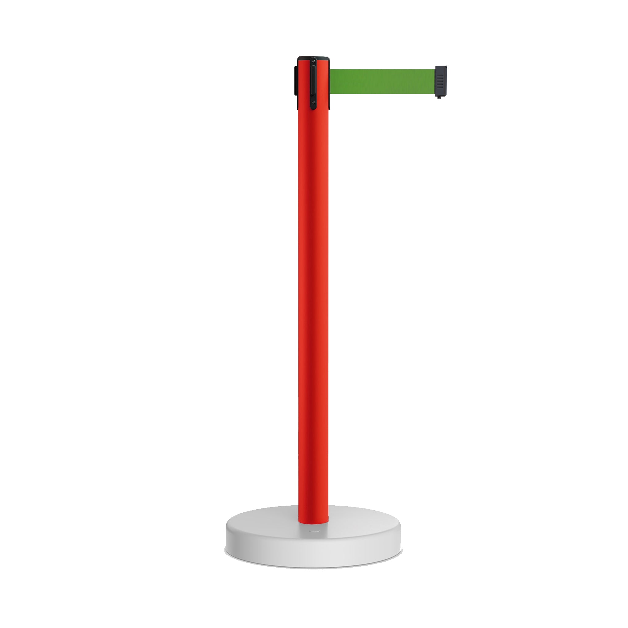 Retractable Belt Barrier Stanchion, Water Fillable Base, Red PVC Plastic Post, 9 Ft Belt - Montour Line MSH630 - Crowd Control Warehouse