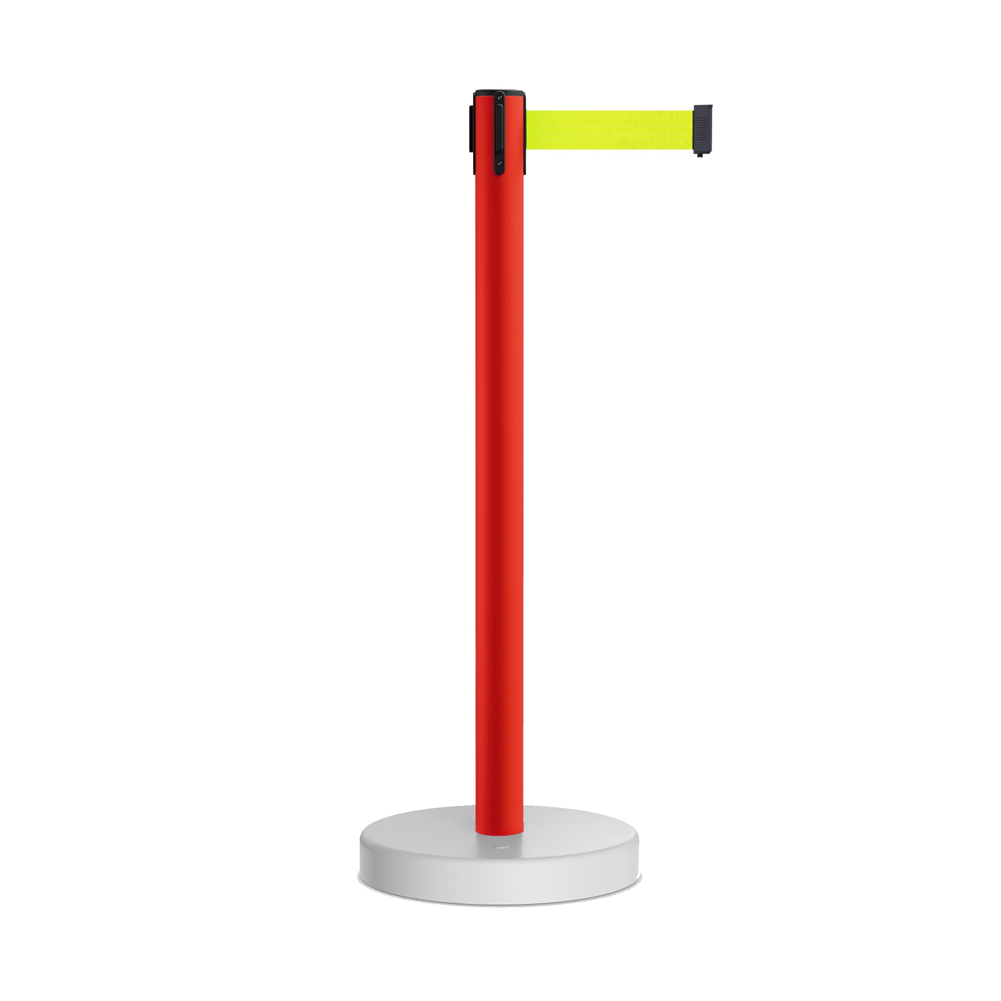 Retractable Belt Barrier Stanchion, Water Fillable Base, Red PVC Plastic Post, 9 Ft Belt - Montour Line MSH630 - Crowd Control Warehouse