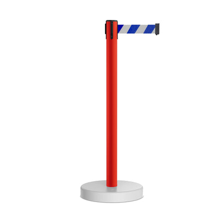 Retractable Belt Barrier Stanchion, Water Fillable Base, Red PVC Plastic Post with 7.5 Ft Belt - Montour Line MSH630 - Crowd Control Warehouse