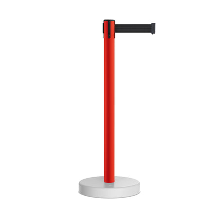 Retractable Belt Barrier Stanchion, Water Fillable Base, Red PVC Plastic Post with 7.5 Ft Belt - Montour Line MSH630 - Crowd Control Warehouse