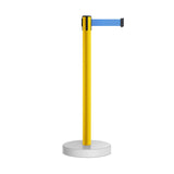 Retractable Belt Barrier Stanchion, Water Fillable Base, Yellow PVC Plastic Post, 11 Ft Belt - Montour Line MSH630 - Crowd Control Warehouse