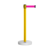 Retractable Belt Barrier Stanchion, Water Fillable Base, Yellow PVC Plastic Post, 13 Ft Belt - Montour Line MSH630 - Crowd Control Warehouse