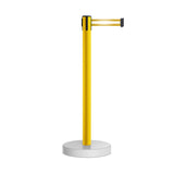 Retractable Belt Barrier Stanchion, Water Fillable Base, Yellow PVC Plastic Post, 7.5 Ft Belt - Montour Line MSH630 - Crowd Control Warehouse