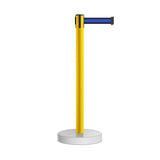 Retractable Belt Barrier Stanchion, Water Fillable Base, Yellow PVC Plastic Post, 9 Ft Belt - Montour Line MSH630 - Crowd Control Warehouse