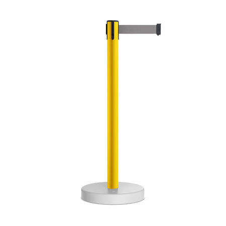 Retractable Belt Barrier Stanchion, Water Fillable Base, Yellow PVC Plastic Post, 9 Ft Belt - Montour Line MSH630 - Crowd Control Warehouse