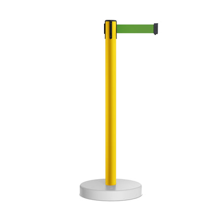 Retractable Belt Barrier Stanchion, Water Fillable Base, Yellow PVC Plastic Post, 9 Ft Belt - Montour Line MSH630 - Crowd Control Warehouse