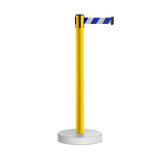 Retractable Belt Barrier Stanchion, Water Fillable Base, Yellow PVC Plastic Post, 9 Ft Belt - Montour Line MSH630 - Crowd Control Warehouse