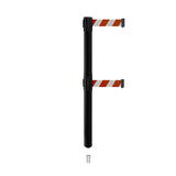 Retractable Dual Belt Barrier Stanchion, Mini Socket Base, Black Post, 13 ft Belt - Montour Line MX630DSK - Crowd Control Warehouse