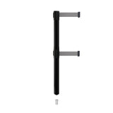Retractable Dual Belt Barrier Stanchion, Mini Socket Base, Black Post, 7.5 ft Belt - Montour Line MX630DSK - Crowd Control Warehouse
