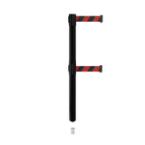 Retractable Dual Belt Barrier Stanchion, Mini Socket Base, Black Post, 9 ft Belt - Montour Line MX630DSK - Crowd Control Warehouse