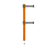 Retractable Dual Belt Barrier Stanchion, Mini Socket Base, Orange Post, 11 ft Belt - Montour Line MSX630DSK - Crowd Control Warehouse
