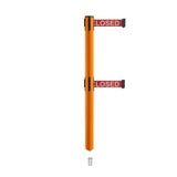 Retractable Dual Belt Barrier Stanchion, Mini Socket Base, Orange Post, 7.5 ft Belt - Montour Line MSX630DSK - Crowd Control Warehouse