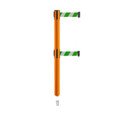 Retractable Dual Belt Barrier Stanchion, Mini Socket Base, Orange Post, 7.5 ft Belt - Montour Line MSX630DSK - Crowd Control Warehouse