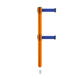 Retractable Dual Belt Barrier Stanchion, Mini Socket Base, Orange Post, 7.5 ft Belt - Montour Line MSX630DSK - Crowd Control Warehouse