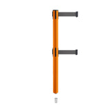 Retractable Dual Belt Barrier Stanchion, Mini Socket Base, Orange Post, 9 ft Belt - Montour Line MSX630DSK - Crowd Control Warehouse