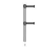 Retractable Dual Belt Barrier Stanchion, Mini Socket Base, Polished Stainless Steel Post, 7.5 ft Belt - Montour Line MX630DSK - Crowd Control Warehouse